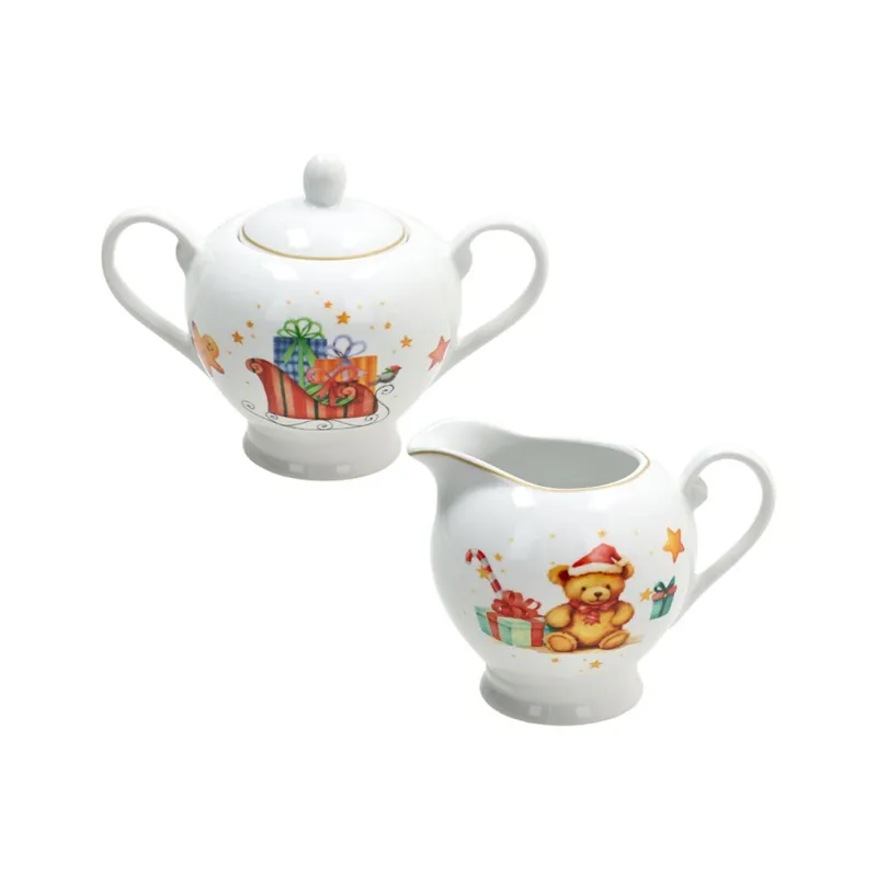 Confezione Lattiera + Zuccheriera Christmas Fairy Tale Porcellana Multicolor Promozione