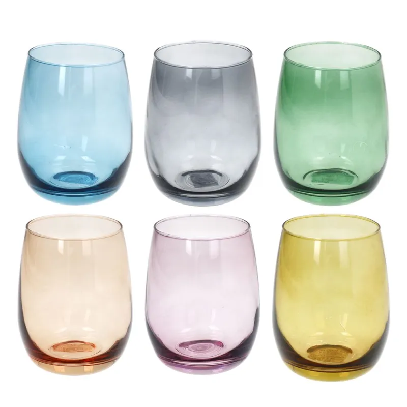 Confezione 6 bicchieri 400 cc Vetro Multicolor Saldi