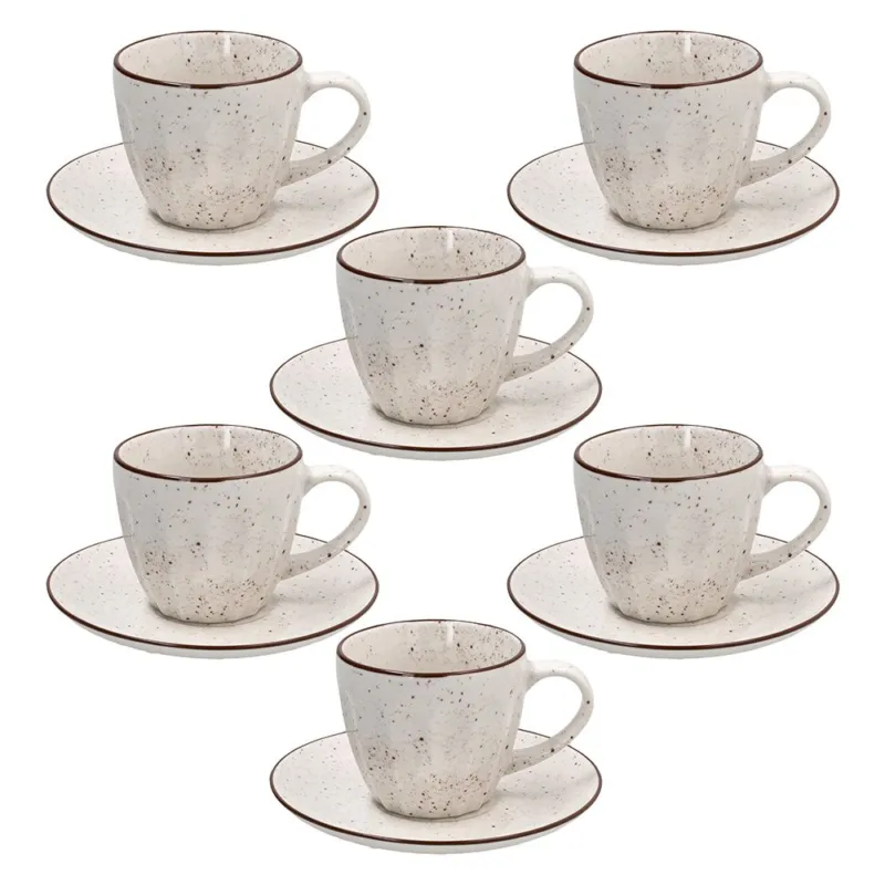 A Buon Prezzo Confezione 6 tazze the con piatto 200 cc New Bone China Beige