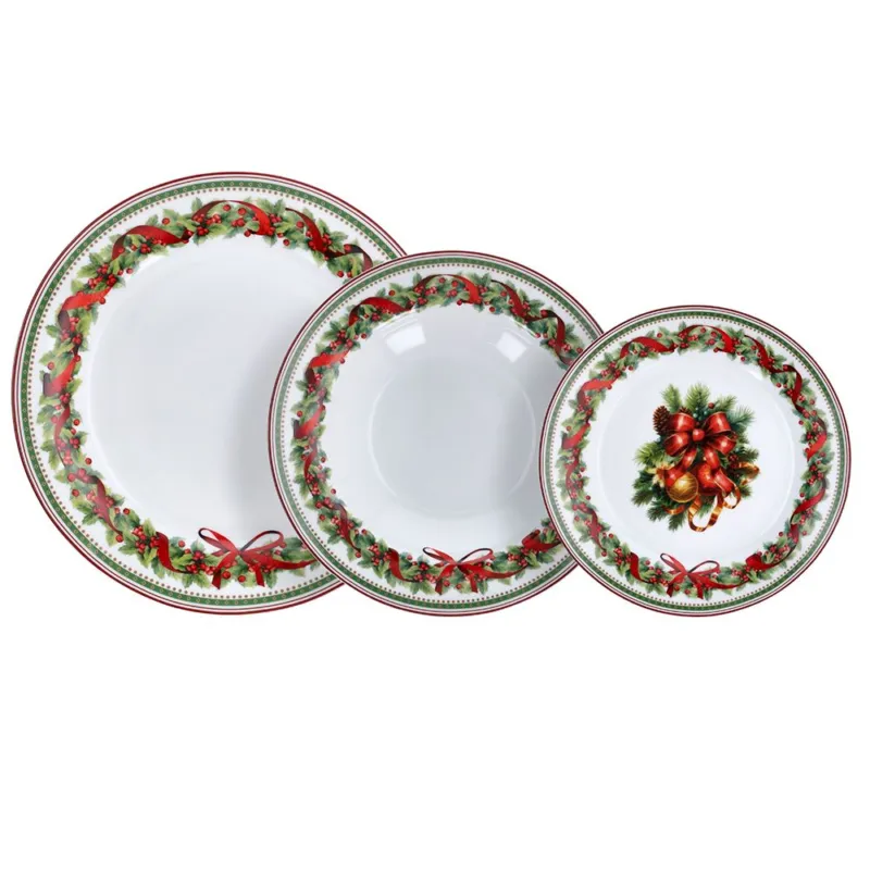 Servizio piatti 18 pezzi Christmas Eve Porcellana Multicolor Ultimissimo Modello