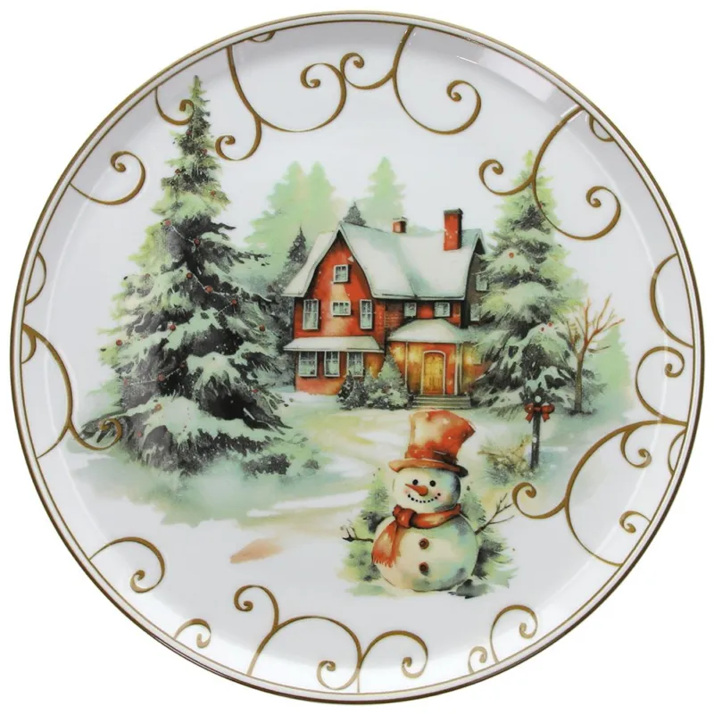 Miglior Prezzo Piatto Dessert 20 cm Snowman Porcellana Multicolor