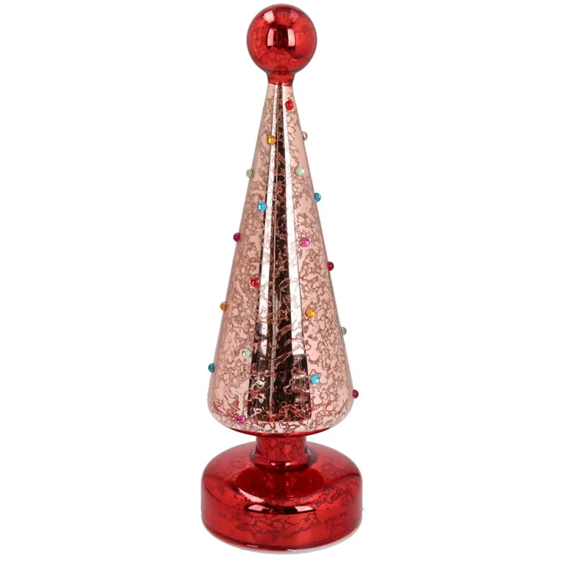 Albero led con palla h 29 cm Vetro Rosso Direttamente Dal Produttore