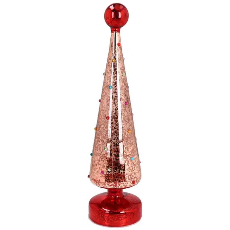 Albero led con palla h 34 cm Vetro Rosso Prezzo Di Fabbrica