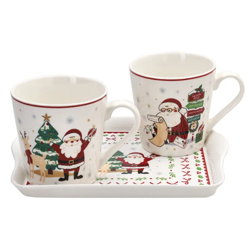 Spedito Oggi Set 2 Mug Let It Snow New Bone China Multicolor