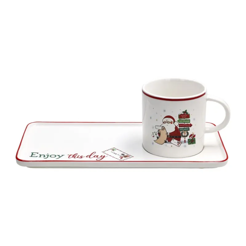 Set Tazza con vassoio Let It Snow New Bone China Multicolor Compra Adesso