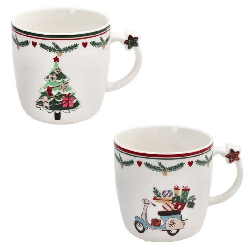 Set 2 Mug 360 cc Let It Snow New Bone China Multicolor Subito Disponibile