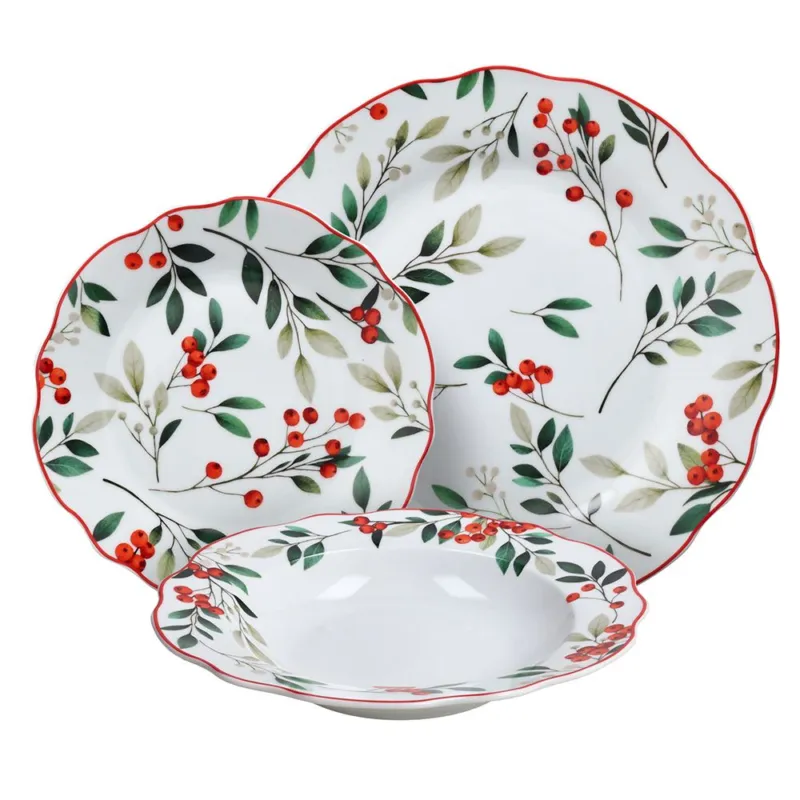 Quantità Limitata Servizio piatti 18 pezzi Hollyberry Porcellana Multicolor