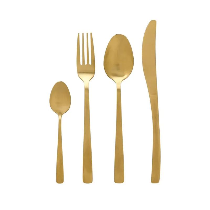 Reso Gratuito Servizio 24 Posate Matt Gold Acciaio Inox 18/0 Oro