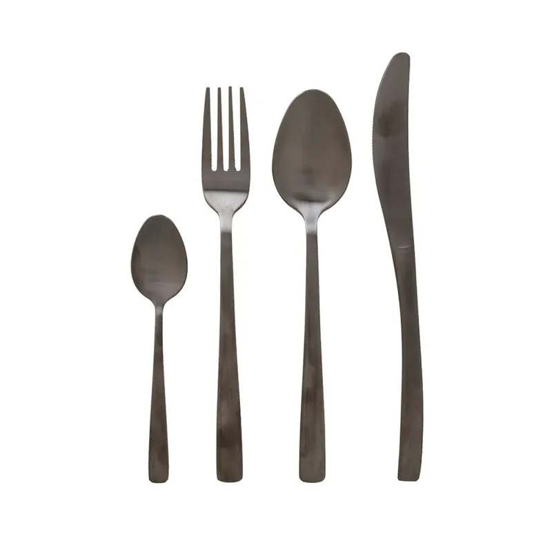 Prezzo Conveniente Servizio 24 Posate Matt Black Acciaio Inox 18/0 Nero