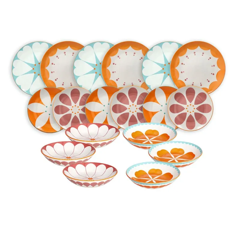 Servizio piatti 18 pezzi Madame Porcellana Multicolor Bestseller
