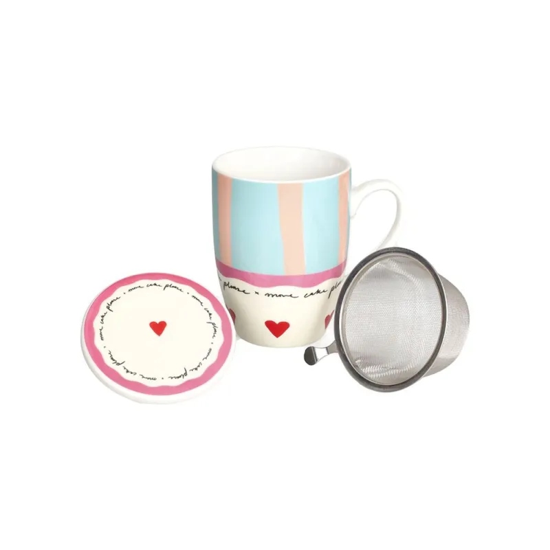 Mug con filtro cuore Madame New Bone China Multicolor Popolare
