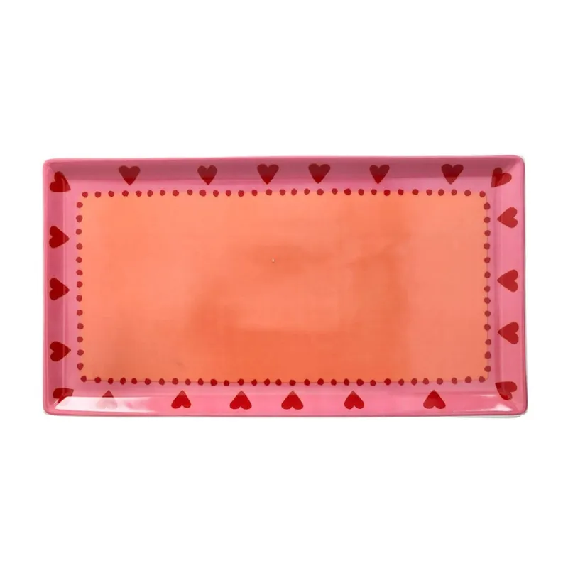 Piatto rettangolare Cuori 32 x 17 cm Madame New Bone China Multicolor Vendita Finale