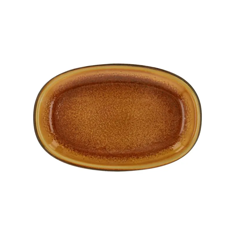 Ovale piano 30 x 20 cm Mustard Porcellana Giallo Promo Stagionale