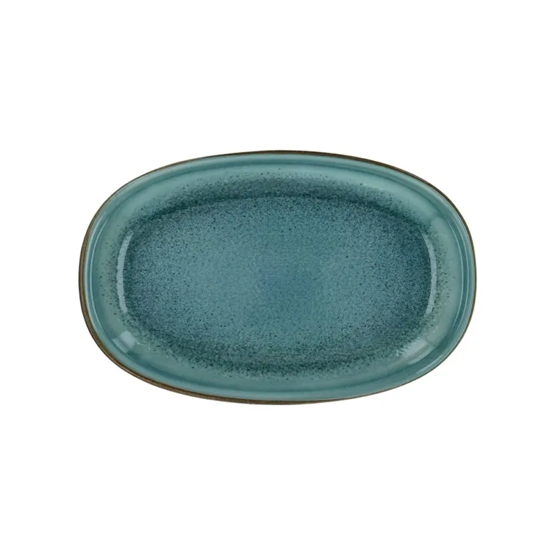 A Buon Prezzo Ovale piano 30 x 20 cm Avio Porcellana Azzurro