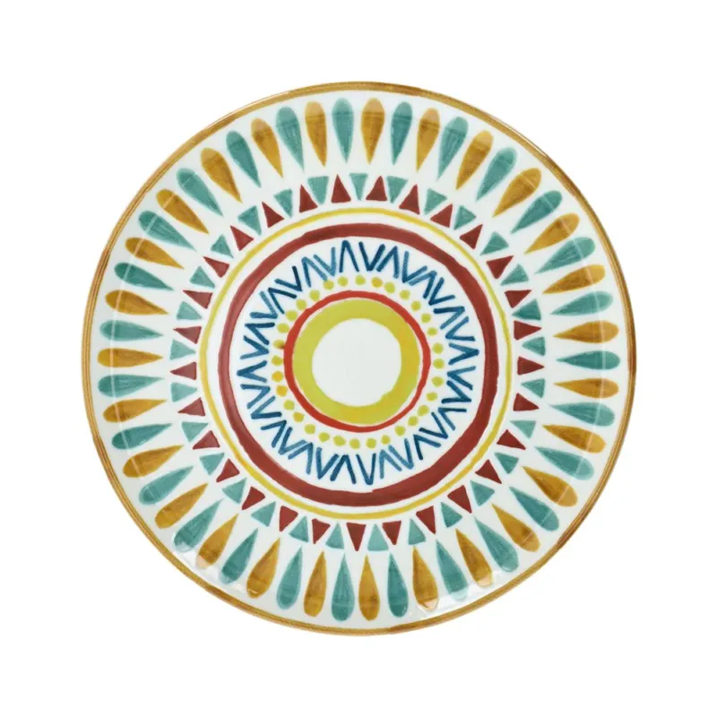 Economico Rotondo pizza 33 cm Mandala Porcellana Multicolor