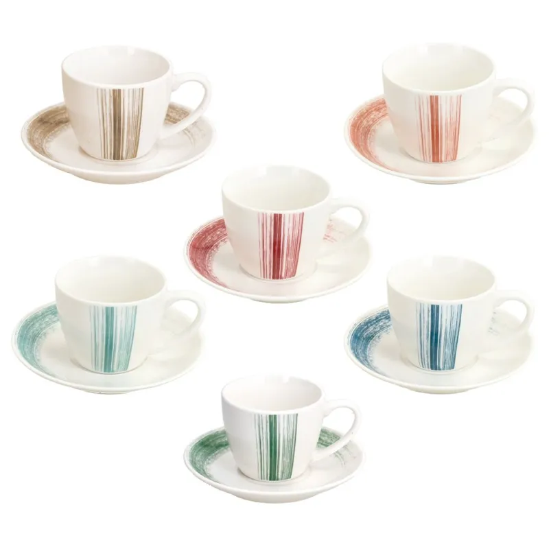 Confezione 6 tazze caffè con piatto 80 cc Nanami New Bone China Multicolor A Buon Prezzo