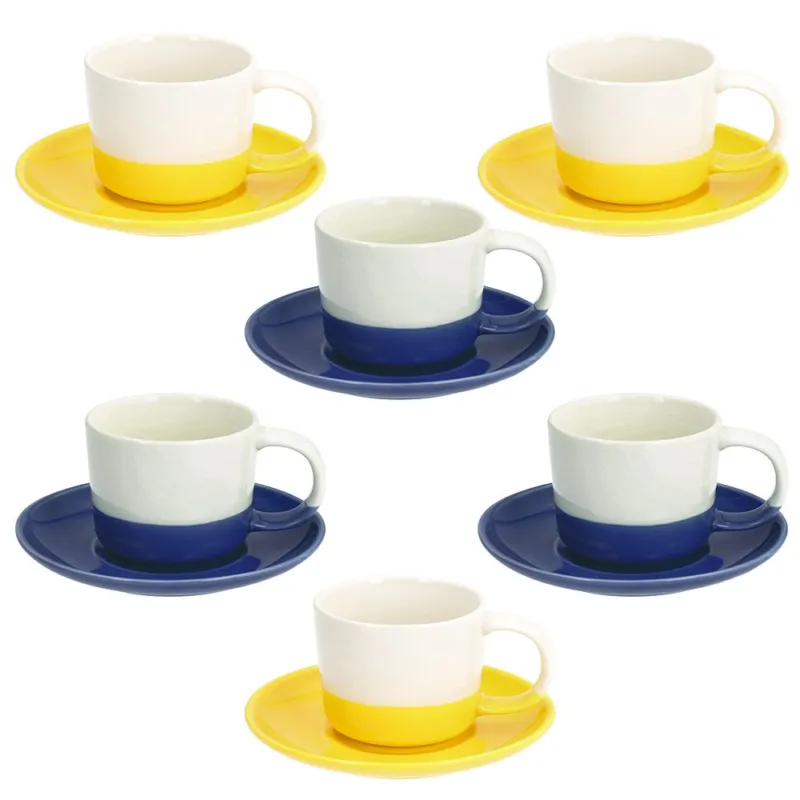 Consegna Rapida Confezione 6 tazze the con piatto 210 cc Rainbow New Bone China Multicolor