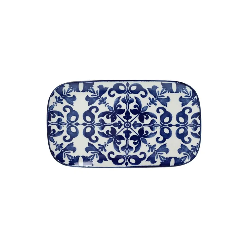 Piatto Portata Rettangolare 30 x 17 cm Ortigia Porcellana Blu Nuova Collezione