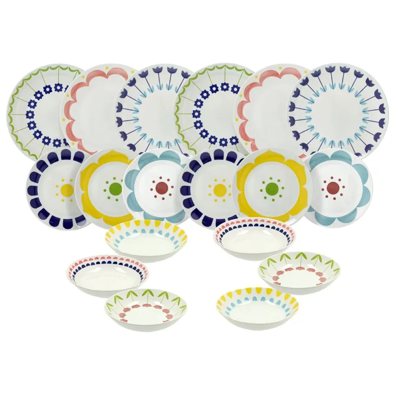 Ultima Occasione Servizio piatti 18 pezzi Nymea Porcellana Multicolor