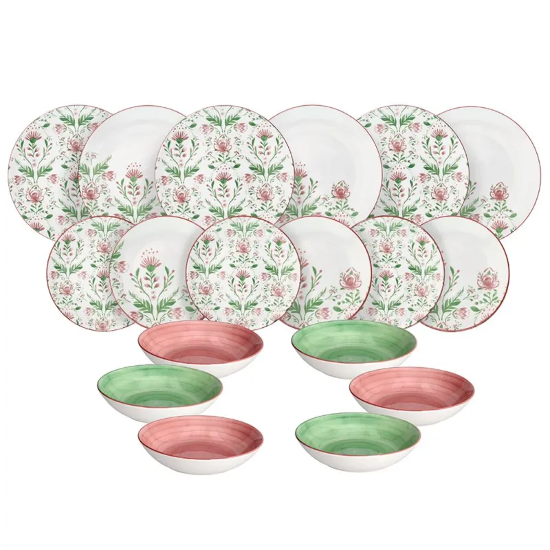 Servizio piatti 18 pezzi Lolita Porcellana Multicolor Esclusivo