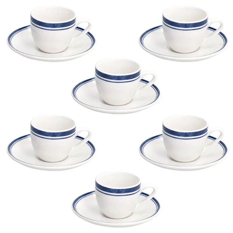 Confezione 6 tazze caffè senza piatto 80 cc Filo Blu Porcellana Blu Must-Have