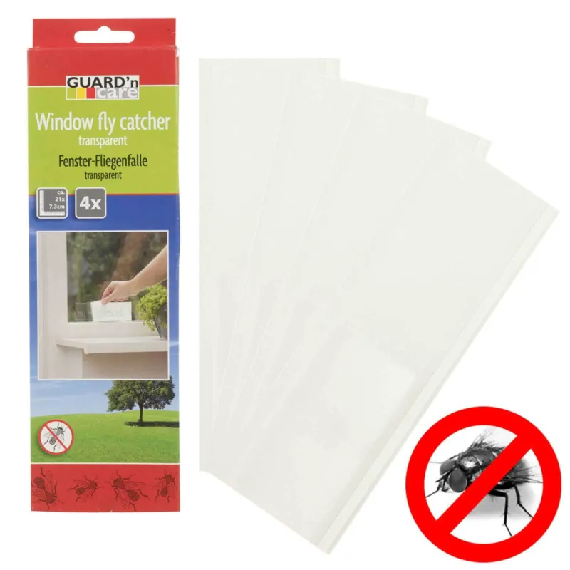 Popolare 4 Trappole Insetti Trasparenti per Finestre Adesiva Facile da Installare 21x7 cm