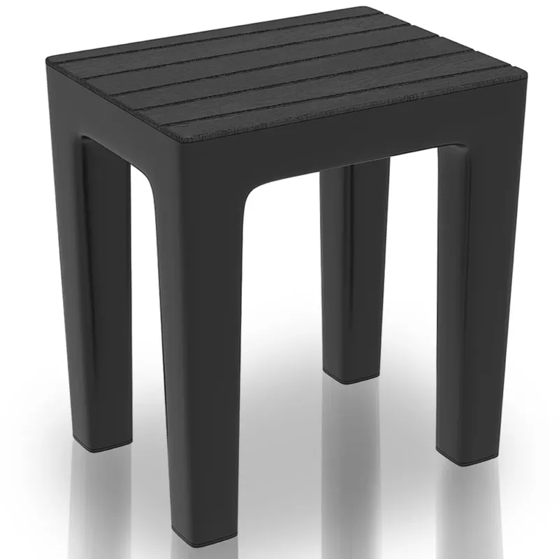 Sgabello da Bagno Multiuso Effetto Legno Salvaspazio Portata 150 kg Nero Esclusivo