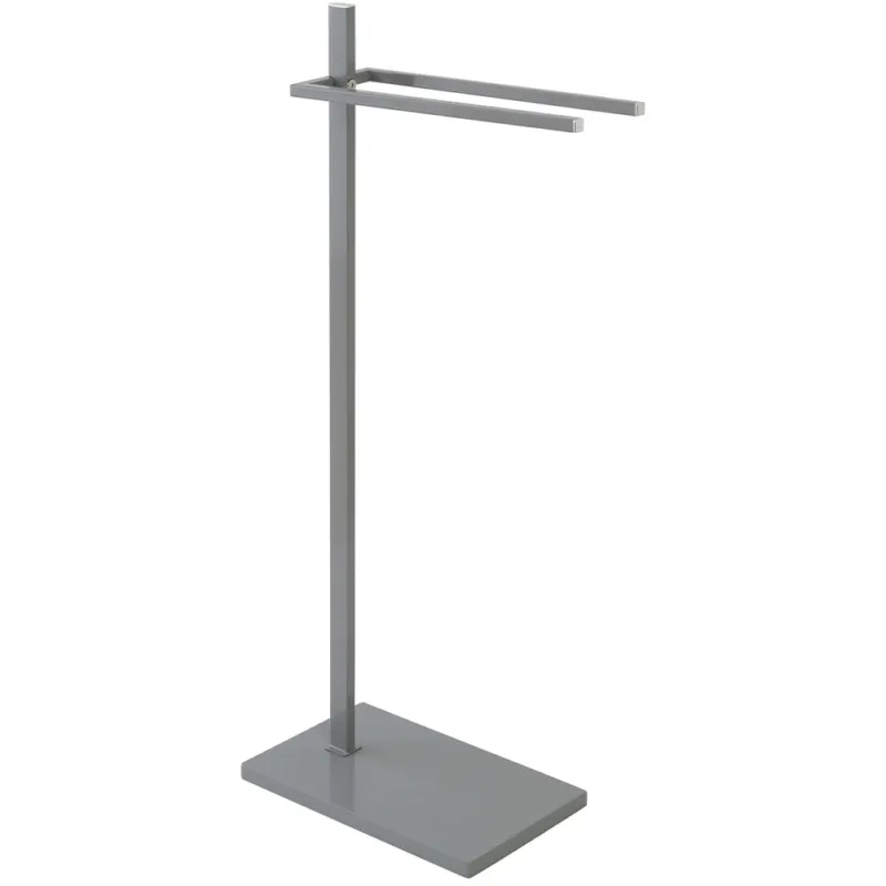 Piantana Portasciugamani 2 Braccia per Arredo Bagno in Acciaio e Base MDF Grigio Prezzo Basso