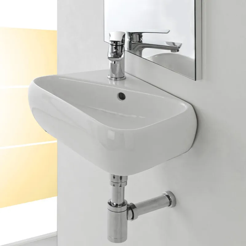 Must-Have Lavabo Lavandino Sospeso in Ceramica Bianco Lucido 45x27,5x15 cm Design Moderno