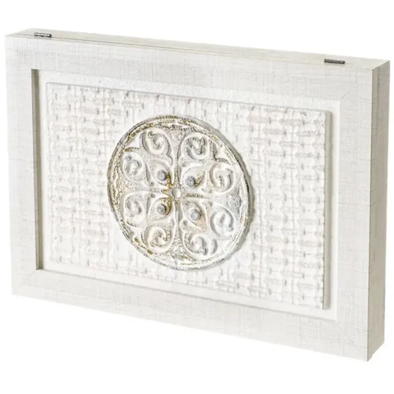 Super Prezzo Copri Contatore Elettrico con Porta Battente Legno MDF Bianco e Mandala Rilievo