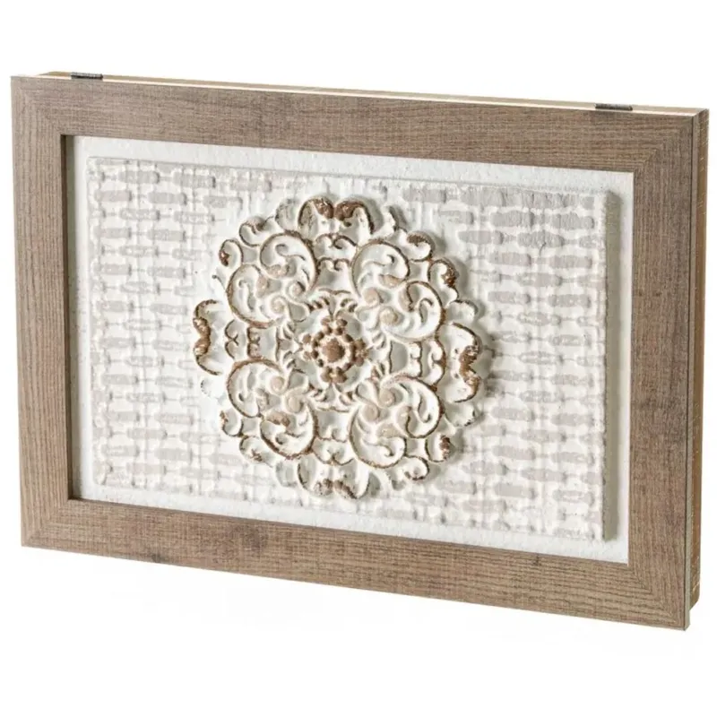 Quantità Limitata Copri Contatore Elettrico con Porta Battente Legno Naturale con Mandala Rilievo