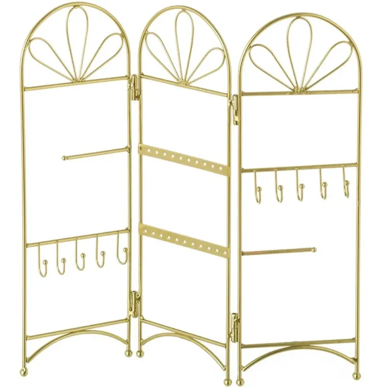 Portagioie Pieghevole in Metallo Dorato Organizer Gioielli Stile Shabby Chic Consegna Rapida