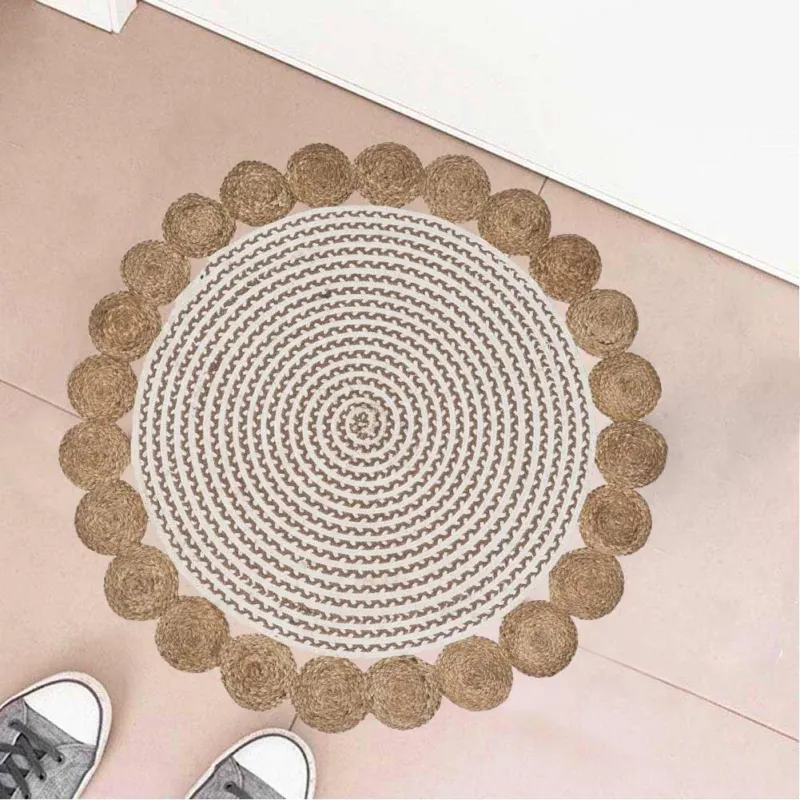 Zerbino Tappeto Ingresso Antiscivolo Rotondo Juta Iuta Stile Esotico Intrecciato Promozione Esclusiva
