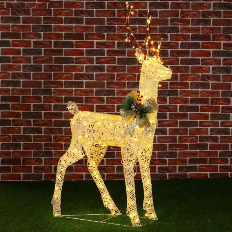 Renna Luminosa Natale Grande 130 cm Intreccio Corda Esterno 240 LED Bianco Caldo Compra Adesso
