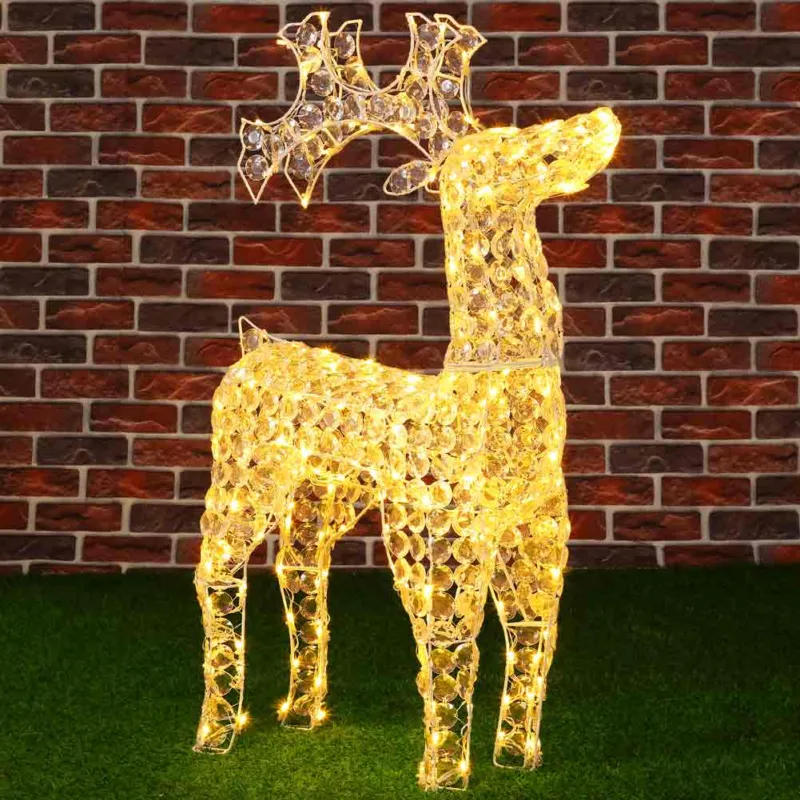 Renna Natalizia Luminosa 3D in Cristalli Acrilici 200 LED Bianco Caldo H. 90 cm Soddisfatti O Rimborsati
