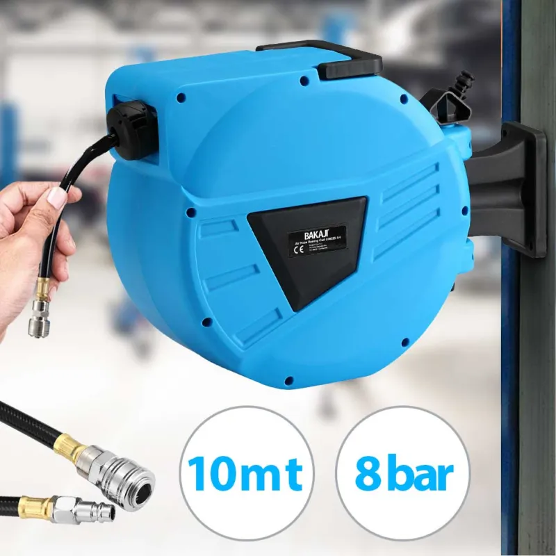Avvolgitubo per aria compressa con tubo da 10 mt, attacco da 1/4, fissaggio a parete Prezzo Scontato