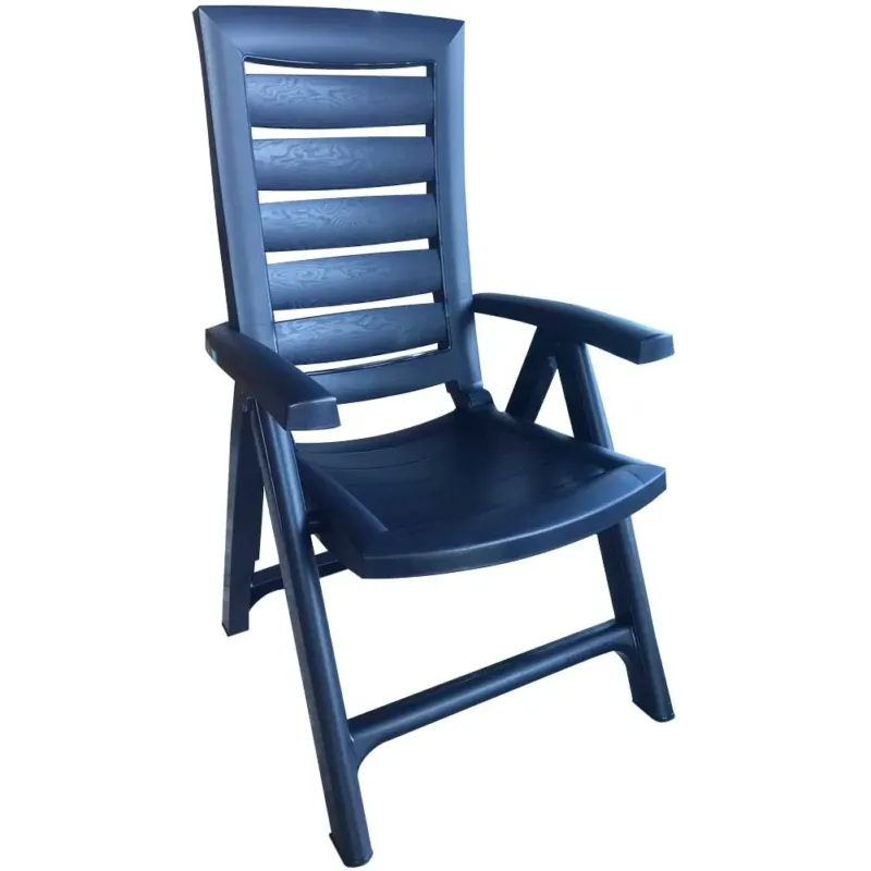 Offerta Speciale Sedia Pieghevole Esterno Poltrona Giardino Campeggio Reclinabile 5 Posizioni Blu