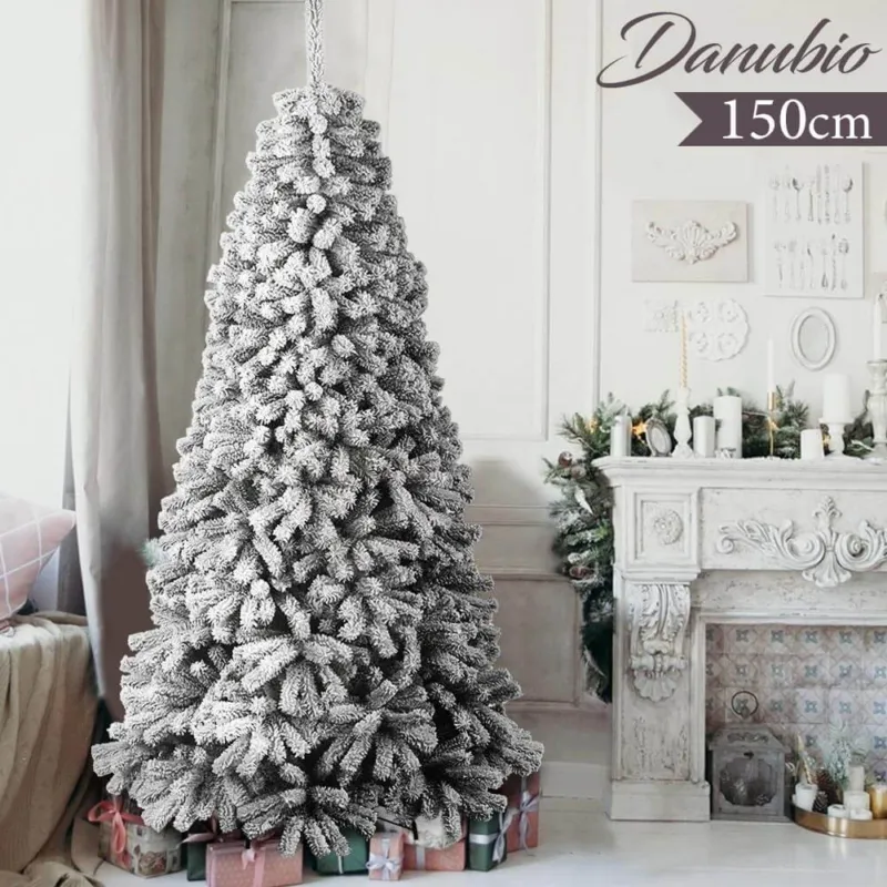 Albero Di Natale Innevato Danubio 150cm 726 Rami Super Folto Effetto Neve Reale Popolare