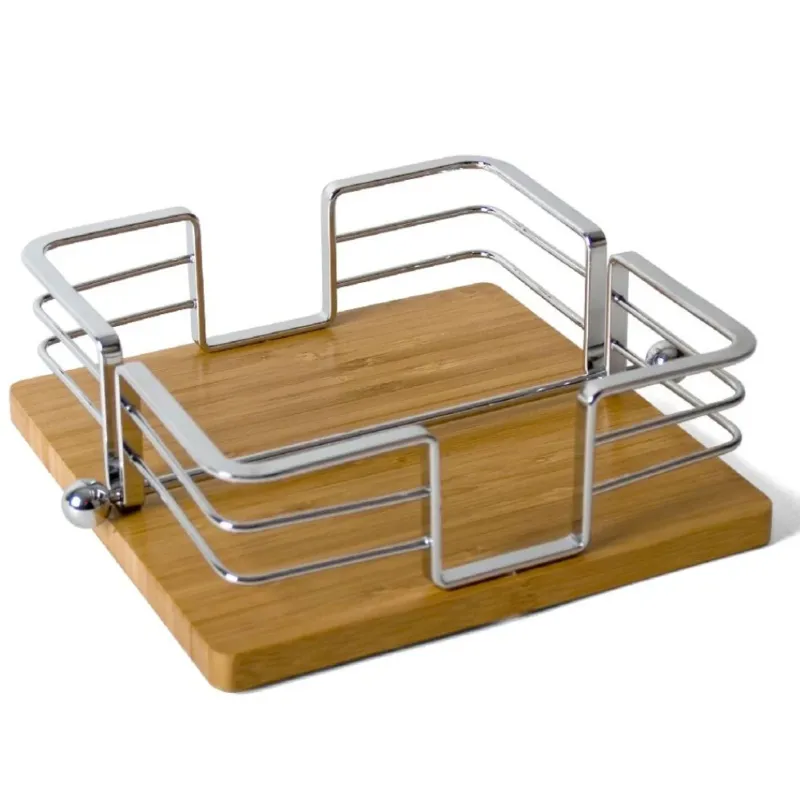 A Buon Prezzo Porta Tovaglioli da Tavola Portatovaglioli in Metallo Con Base in Legno 19x19 cm