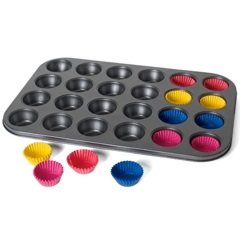 TEGLIA PER 24 MUFFIN MINI CUPCAKE ANTIADERENTE CON 96 PIROTTINI DOLCI TORTINI Occasione