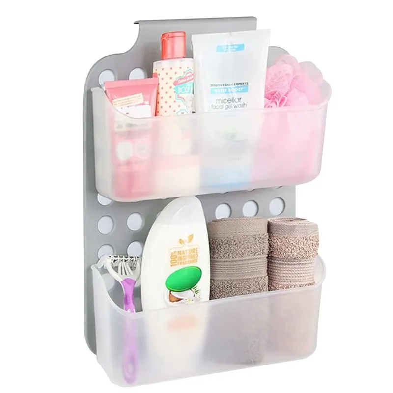Mensola Doccia Portasapone Spugna da Appendere 2 Ripian Plastica Organizer Bagno Nuova Collezione