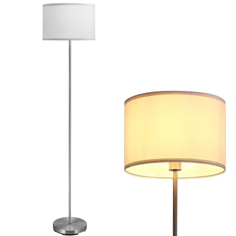 Lampada Piantana da Terra 160cm Design Moderno Paralume E27 60W Tessuto Bianco Promozione