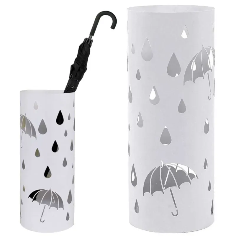 Portaombrelli Ferro Design Rotondo Stand Bianco Vaschetta Salvagoccia Ultime Pezzi