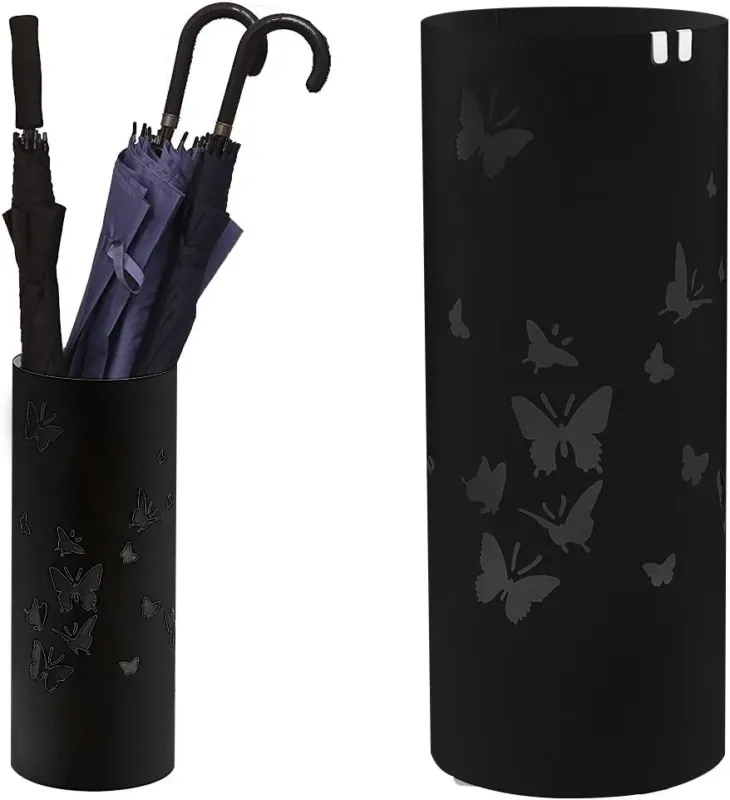 Portaombrelli in Ferro Design Rotondo Stand Nero Vaschetta Salvagoccia Prezzo Ridotto