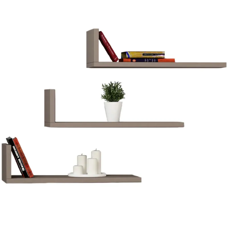 Bestseller Set 3 Mensole Scaffale Forma L da Parete Tortora Salvaspazio Arredamento Moderno