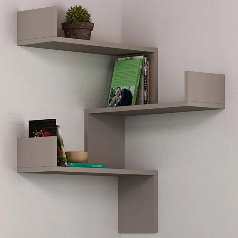 Non Perdere Mensola Scaffale Angolare da Parete 3 Piani Salvaspazio Tortora 60 x 22 x 90H cm