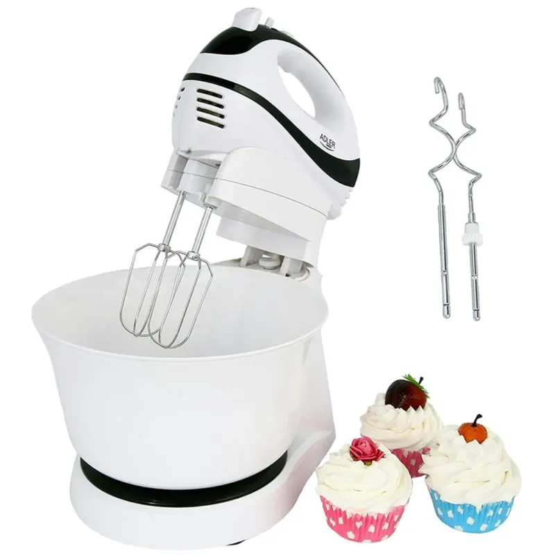 Sbattitore 2 Fruste con Ciotola Rotante Ganci Impastatrice 300W 5 Velocita Bianc Compra Oggi Stesso