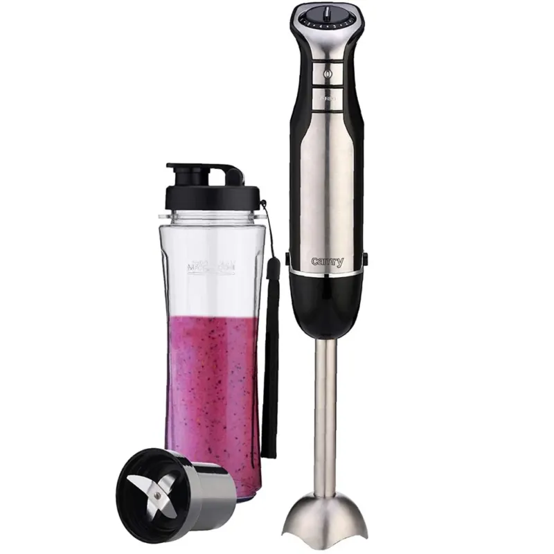 Frullatore Immersione 2in1 Lame in Acciaio 700W con Borraccia 500ml 6 Velocita Nuova Collezione