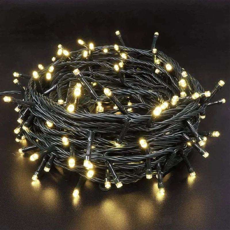 Catena Luminosa 300 Luci LED Lucciole Bianco Caldo Controller 8 Funzioni Interno Ultime Pezzi