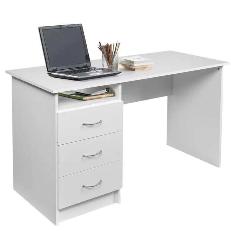 Scrivania con Cassettiera 3 Cassetti Tavolo Porta Pc Computer Legno Bianco Spedizione Espresso
